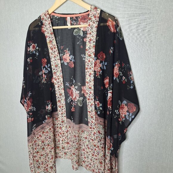 💙 Xhilaration Oversized Kimono Cardigan Size XL/2X/3X Cover Up Boho Cottage Hip - Picture 2 of 8